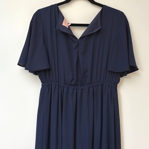 Show Me Your Mumu Emily Empire Maxi Dress Navy‎ Flutter Sleeve Gown - Picture 5 of 7